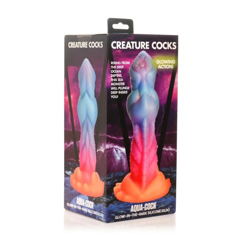 Świecące w ciemności silikonowe dildo Aqua Cock XR Brands