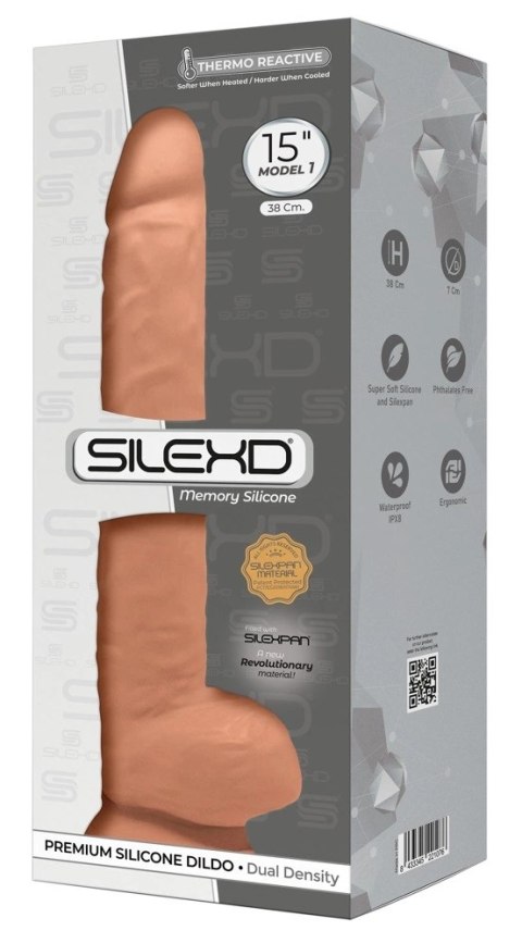 SilexD - Naturalne Dildo Z Jądrami 38 cm Cieliste Model 15 Flesh