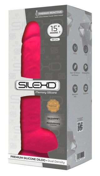 SilexD - Naturalne Dildo Z Jądrami 38 cm Różowe Model 15 Pink