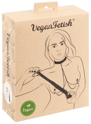 Vegan Fetish - Zestaw Bdsm Mankiet Na Szyję Zaciski I Pejcz