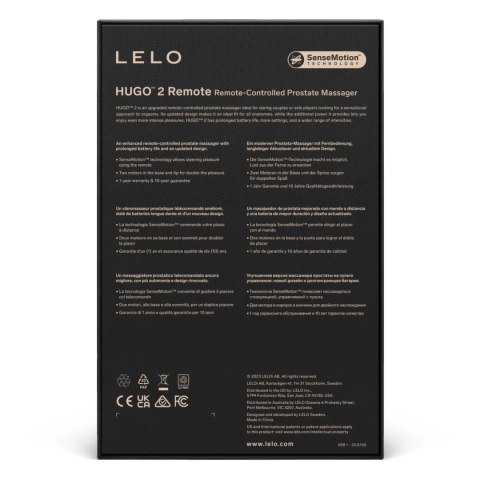 LELO - Hugo 2 Remote - Zdalnie sterowany masażer prostaty czarny