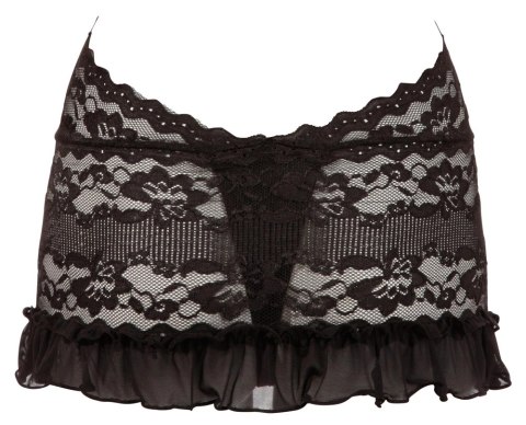 Cottelli LINGERIE - Seksowna Sukienka Z Delikatnej Koronki I Stringi Czarne XL