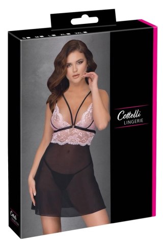 Cottelli LINGERIE - Seksowna Siateczkowa Halka Z Różową Koronką S