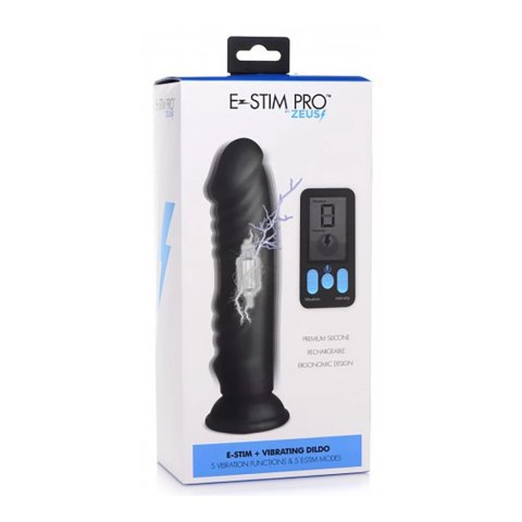 Silikonowy dildo z wibracjami i funkcją E-Stim + pilot zdalnego sterowania Xr Brands