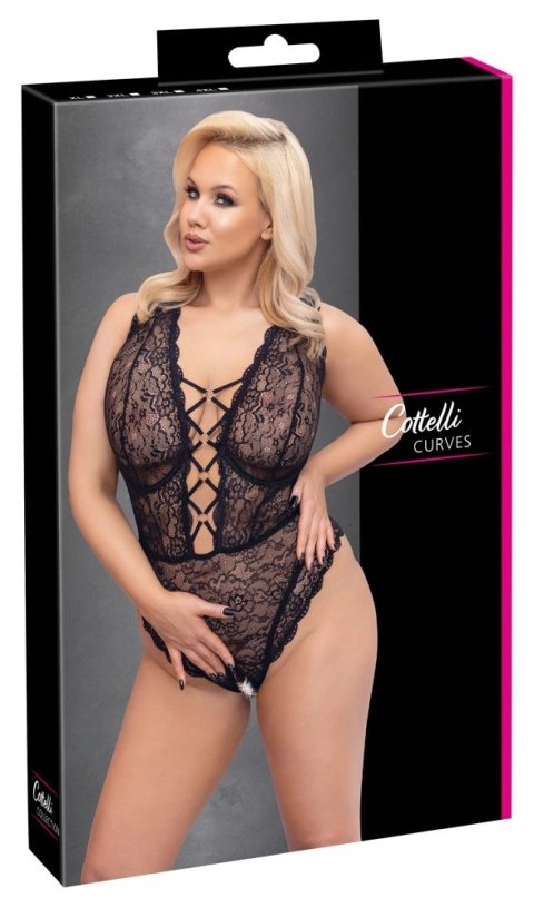 Cottelli CURVES - Seksowne Koronkowe Body Z Dodatkami Różowego Złota 85D/L