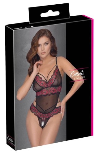 Cottelli LINGERIE - Gorące Body Z Dwukolorowej Koronki Z Kwiatowym Motywem L/XL