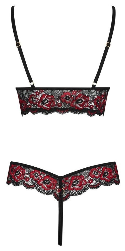 Cottelli LINGERIE - Gorące Body Z Dwukolorowej Koronki Z Kwiatowym Motywem L/XL