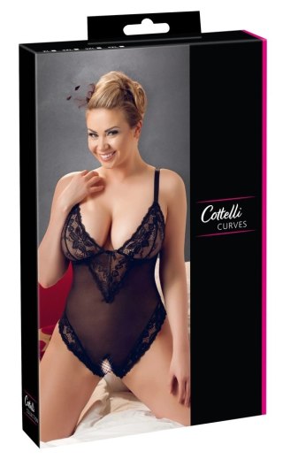 Cottelli CURVES - Seksowne Body Z Delikatną Koronką I Otwartym Kroczem 2XL