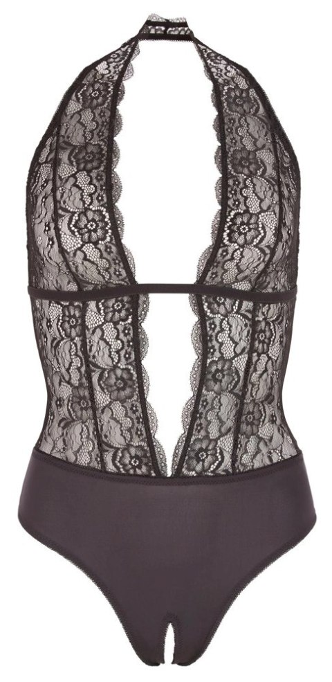 Cottelli LINGERIE - Koronkowe Czarne Body Z Otwartym Kroczem XL