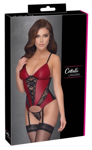 Cottelli LINGERIE - Seksowna Matowa Koszulka Z Paskami i I Delikatną Koronką + Stringi M