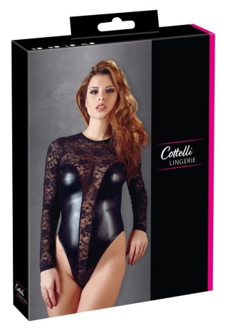 Cottelli LINGERIE - Seksowne Koronkowe Body Z Matowymi Wstawkami Czarne M