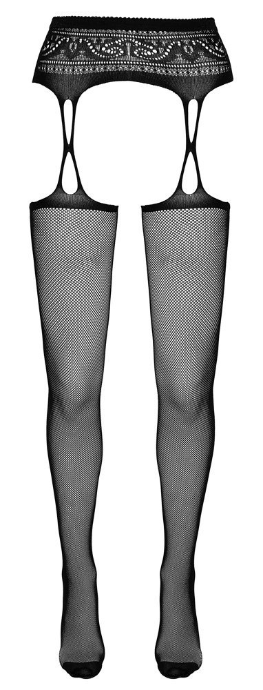 Cottelli LEGWEAR - Rajstopy Z Pasem Do Pończoch Z Otwartym Kroczem L/XL