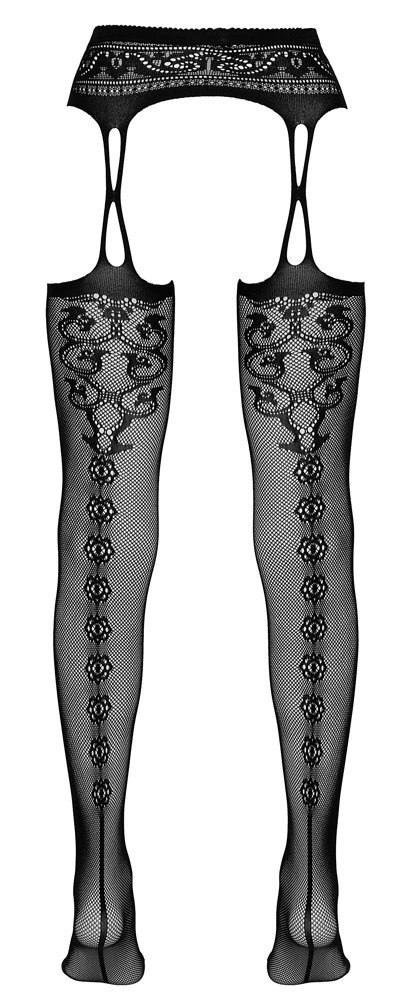 Cottelli LEGWEAR - Rajstopy Z Pasem Do Pończoch Z Otwartym Kroczem L/XL