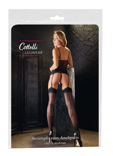 Cottelli LEGWEAR - Seksowne Czarne Pończochy Z Ozdobnym Szwem 1