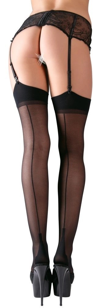 Cottelli LEGWEAR - Seksowne Czarne Pończochy Z Ozdobnym Szwem 1