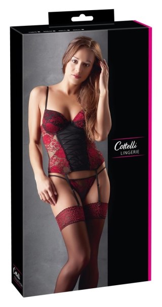 Cottelli LINGERIE - Seksowny Kwiatowy Gorset + Stringi 75B/S