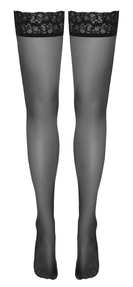 Cottelli LEGWEAR - Klasyczne Gładkie Pończochy Z Elegancką Koronką 2