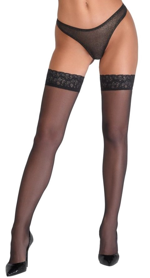 Cottelli LEGWEAR - Klasyczne Gładkie Pończochy Z Elegancką Koronką 3