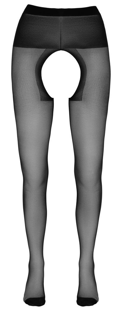 Cottelli LEGWEAR - Czarne Rajstopy Z Otwartym Kroczem 1