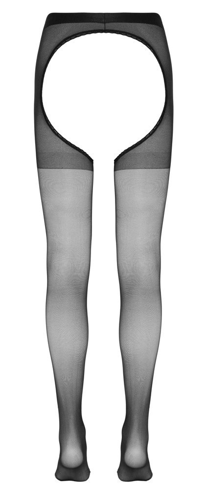 Cottelli LEGWEAR - Seksowne Czarne Rajstopy Całkowicie Bez Krocza L/XL