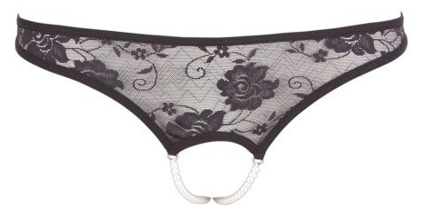 Cottelli LINGERIE - Czarne Koronkowe Stringi Z Perłami W Kroczu XL