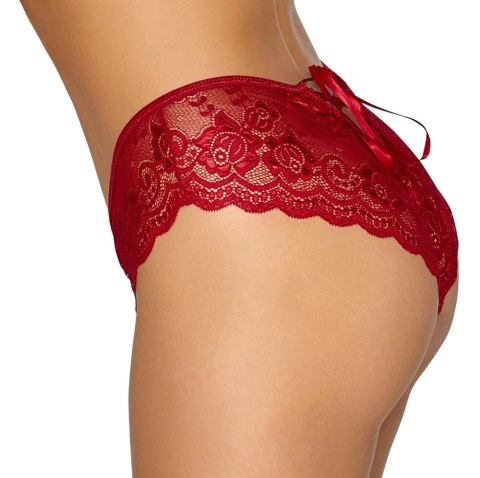 Cottelli LINGERIE - Gorące Czerwone Figi Z Koronki Bez Krocza XL