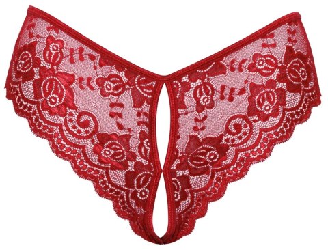 Cottelli LINGERIE - Gorące Czerwone Figi Z Koronki Bez Krocza XL