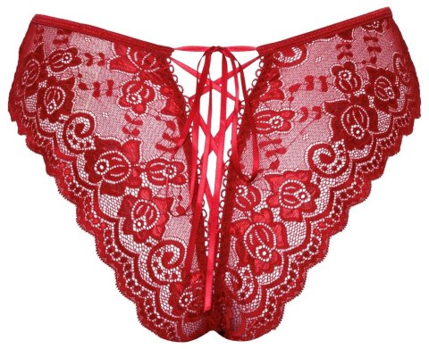 Cottelli LINGERIE - Gorące Czerwone Figi Z Koronki Bez Krocza L