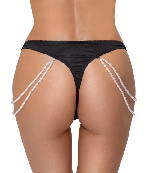 Cottelli LINGERIE - Koronkowe Stringi Z Perłowymi Odpinanymi Łańcuszkami M/L