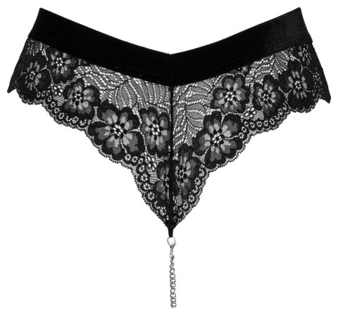 Cottelli LINGERIE - Seksowne Koronkowe Figi Z Odpinanym Łańcuszkiem W Kroku XL