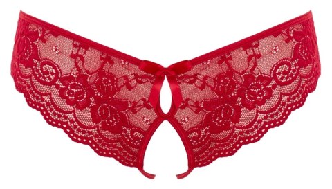 Cottelli LINGERIE - Seksowne Koronkowe Figi Z Wycięciami I Kokardkami Czerwone XL