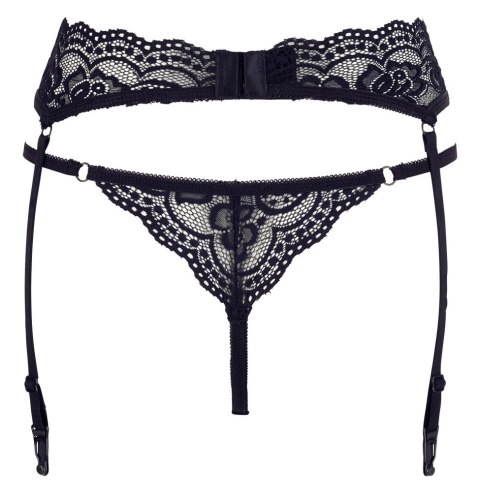 Cottelli LINGERIE - Seksowny Koronkowy Pas Do Pończoch I Stringi Czarne XL