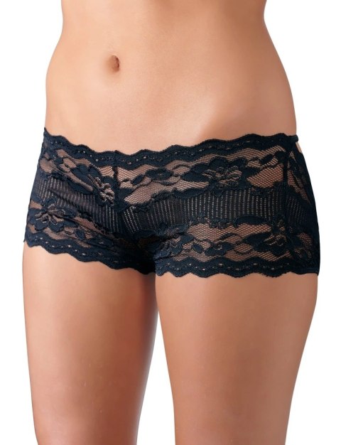 Cottelli LINGERIE - Seksowne Koronkowe Majteczki Z Odkrytym Tyłem I Kokardą Czarne XL