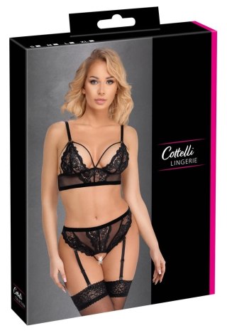 Cottelli LINGERIE - Koronkowy Biustonosz Z Pasem Do Pończoch Bez Krocza M