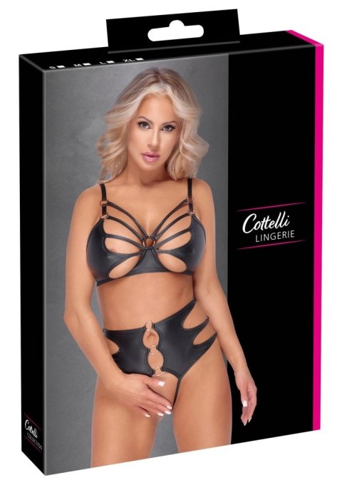 Cottelli LINGERIE - Seksowny Matowy Biustonosz I Wysokie Majtki Z Wycięciami M