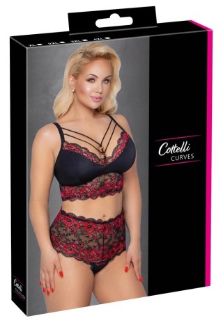 Cottelli CURVES - Seksowny Koronkowy Secik Wysokie Stringi I Biustonosz Z Paseczkami 2XL