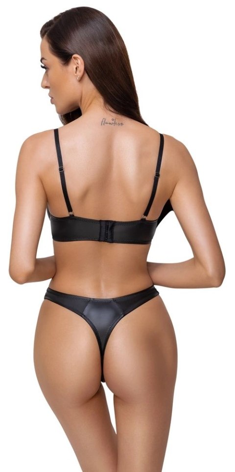 Cottelli LINGERIE - Czarny Matowy 2-Częściowy Set Z Ozdobnymi Paseczkami 85B/L