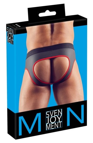 Svenjoyment - Seksowne Jockstrap Otwarte Z Tyłu I Zamkiem Na Penisa Czarno/Czerwone XL