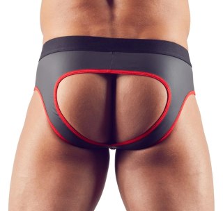 Svenjoyment - Seksowne Jockstrap Otwarte Z Tyłu I Zamkiem Na Penisa Czarno/Czerwone XL