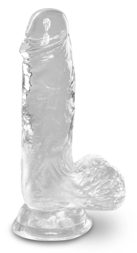 King Cock Clear - Realistyczne Dildo Z Jądrami I Przyssawką Przezroczyste 13 CM