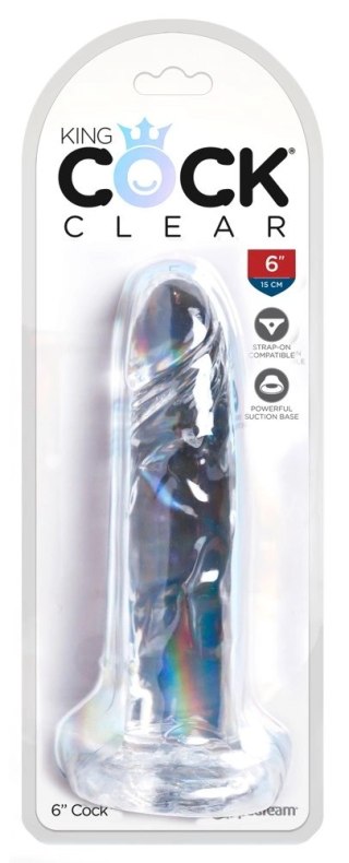 King Cock Clear - Realistyczne Dildo Z Przyssawką Przezroczyste 15 CM