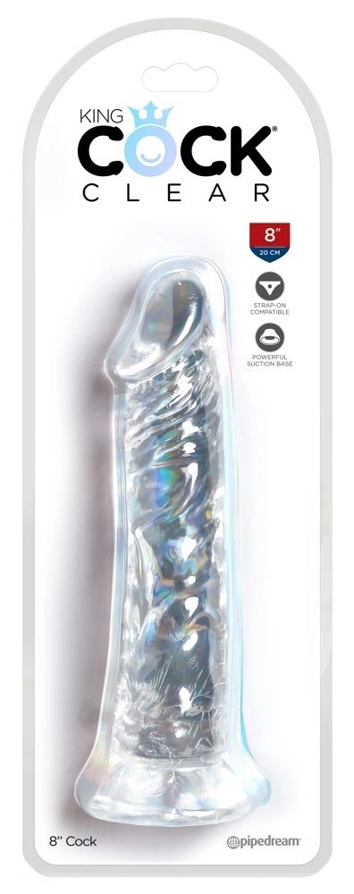 King Cock Clear - Realistyczne Dildo Z Przyssawką Przezroczyste 20 CM