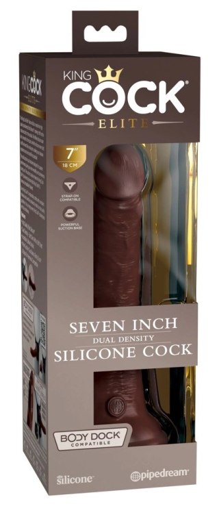 King Cock Elite - Realistyczne Silikonowe Dildo Z Przyssawką 18 CM Brązowy Kolor Skóry