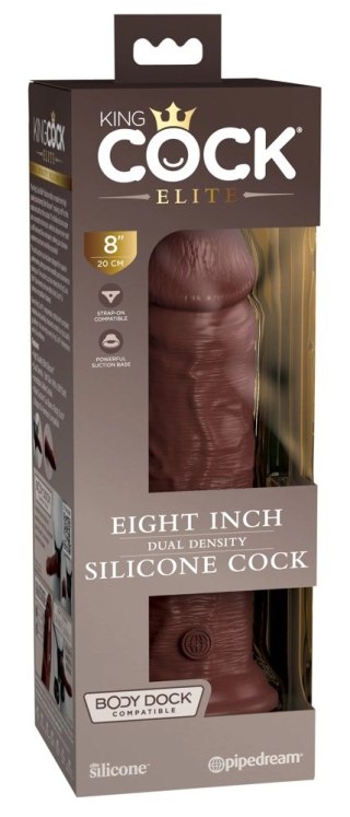 King Cock Elite - Realistyczne Silikonowe Dildo Z Przyssawką 20 CM Brązowy Kolor Skóry