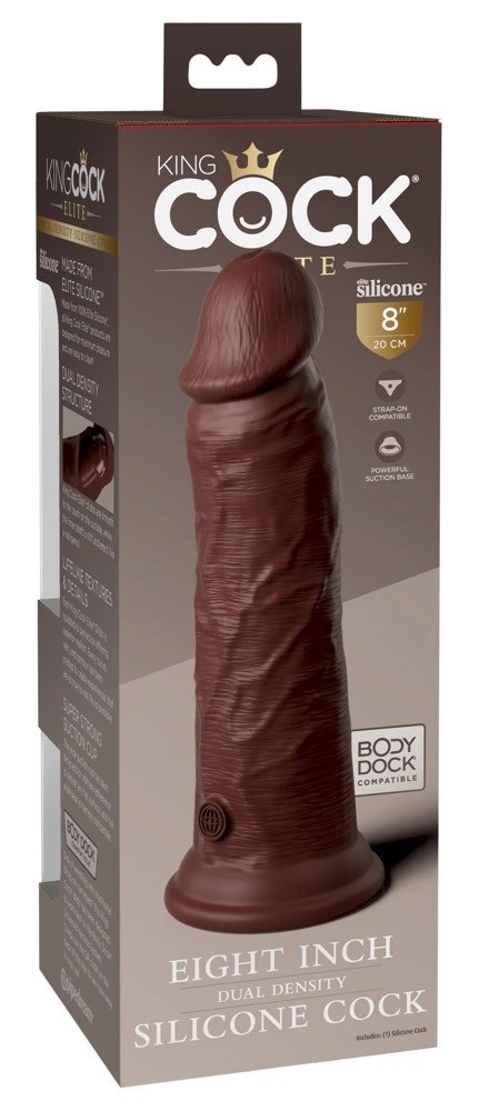 King Cock Elite - Realistyczne Silikonowe Dildo Z Przyssawką 20 CM Brązowy Kolor Skóry