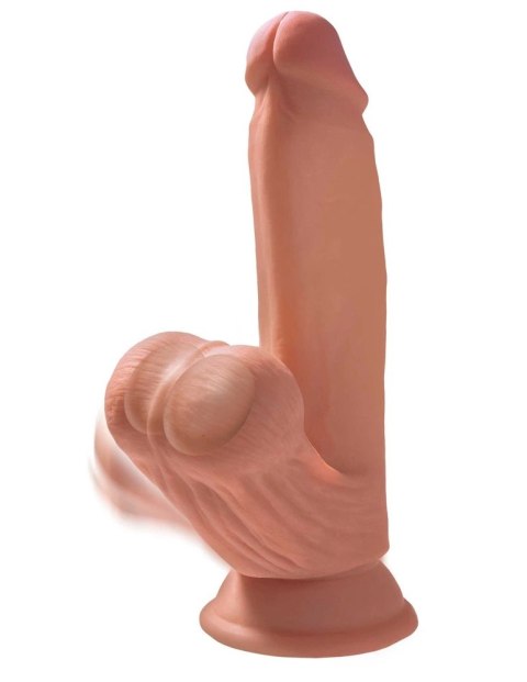 King Cock Plus - Realistyczne Dildo Z Kulkami W Jądrach I Przyssawką 18 CM Ciemny Kolor Skóry