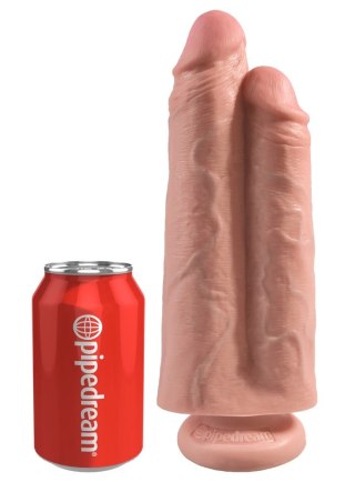 King Cock - Podwójne Realistyczne Dildo Z Przyssawką 23 CM Jasny Kolor Skóry