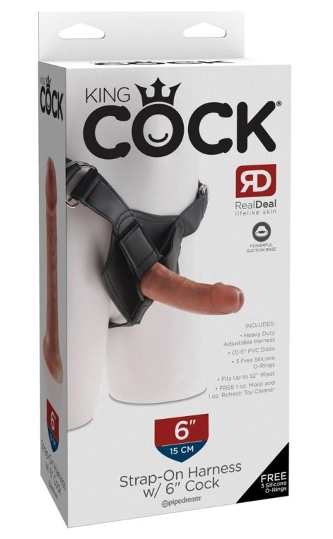 King Cock - Realistyczne Dildo Strap-On 15 CM Ciemny Kolor Skóry