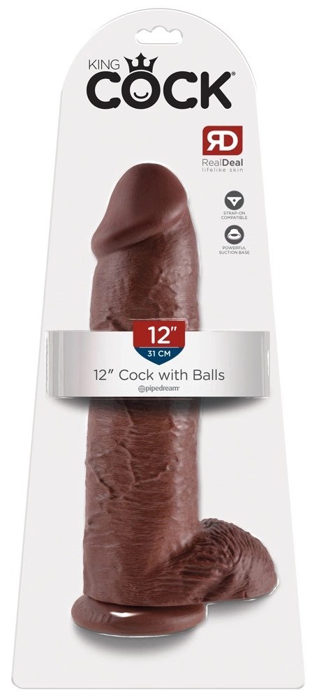 King Cock - Realistyczne Dildo Z Jądrami Brązowe 30 CM