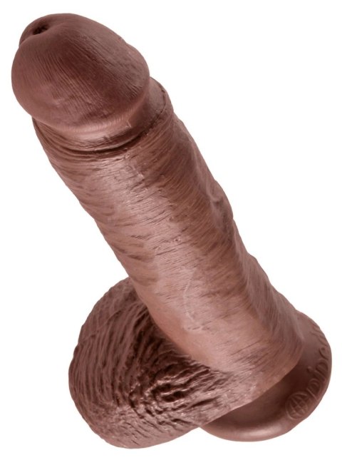 King Cock - Realistyczne Dildo Z Żołędziem Jądrami I Żyłkami 20 CM Ciemny Kolor Skóry